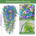 thumbnail image 3 of 6 Pcs Artificial Pansy Hanging Vine, 69.53" UV Resistant Hanging Flowers for Outdoors, Faux Silk Violet Flowers with Eucalyptus Leaves, Fake Wall Floral for Indoor Patio Porch Garden, Fall Decor, 3 of 4