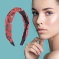 thumbnail image 2 of Unique Bargains 1 Pc Grace Floral Pattern Wide Cross Knot Headbands for Women Red, 2 of 6