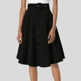 thumbnail image 2 of Daznico Women's A-Line Flared Midi Skirt, Vintage High Waisted Button-Down Swing Skirt with Pockets and Belt,Size S, 2 of 6