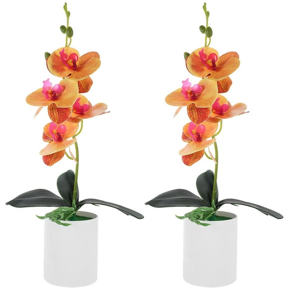 2 uds. De orquídeas artificiales en maceta, decoración de mesa de orquídeas artificiales en maceta