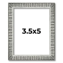 3.5x5 Frame Silver Grey Distressed Solid Wood Picture Frame | 0.75 Inch Moulding Width | Interior