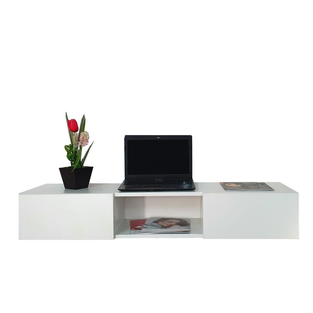 Repisa Escritorio Flotante con Puertas para TV Minimalista DECOMOBIL RF02-TV-BA