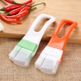 thumbnail image 3 of Onion Slicer Stainless Steel Vegetable Chopper Scallion Slicing Onion Chopper Tool Curved Handle Kitchen Cutlery, Orange, 3 of 6