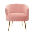 thumbnail image 2 of Velvet Accent Chair, Modern Tufted Barrel Chair Tub Armchair with Mid-Back & Golden Metal Legs, Comfy Upholstered Living Room Chair, Leisure Club Chair with Armrests, Single Sofa Chair, Pink, 2 of 6