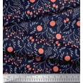 thumbnail image 2 of Soimoi Blue Velvet Fabric Branch & Red Berries Fruits Print Fabric by the Yard 58 Inch Wide, 2 of 3