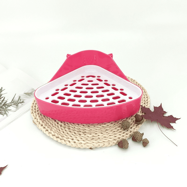 Inodoro para mascotas, caja de arena de esquina para hámster de animales pequeños, chinchilla, conejillo de indias, color rosa hurón