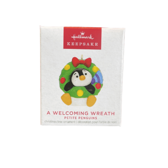 Hallmark 2023 Keepsake Mini Petite Penguins A Welcoming Wreath Ornament New Box