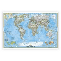 National Geographic World Classic Map, Poster Size and Laminated, 36" x 24"