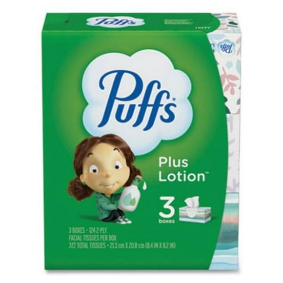 Puffs 2-Ply Puffs Plus Lotion pour le Visage Tissu&44; Blanc - Pack de 3