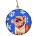 thumbnail image 1 of Brussels Griffon Winter Snowflake Holiday Ceramic Ornament, 1 of 1