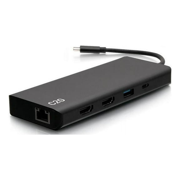 C2G 4K USB C Dual Monitor Dock with Power HDMI Ethernet USB 3.5mm & 60W C2G54487