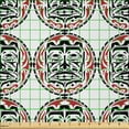 thumbnail image 2 of Ambesonne Ethnic Fabric by the Yard Microfiber, Aztec and Mayan Vibes Faces, 10 Yards, Charcoal Grey and Burgundy, 2 of 2