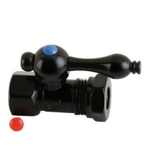 Kingston Brass CC44150 1/2-Inch FIP x 1/2-Inch or 7/16-Inch Slip Joint Quarter-Turn Straight Shut-Off Valve in Matte Black