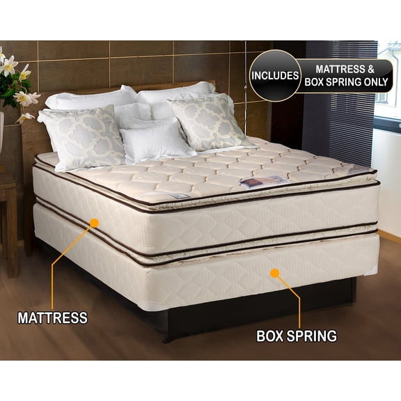 Coil Comfort Pillowtop Queen Size (60"X80"X11") Mattress and Box Spring Set - Medium Soft, Fully Assembled, Orthopedic, Good for your back, Superior Quality by Dream Solutions USA