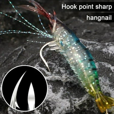 ASKMZ 5Pcs 9.5CM Soft Shrimp Lure with Sharp Hook Realistic Colorful Artificial Shrimp Lure Freshwater Saltwater Bass Trout Fishing Accessories