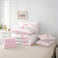 thumbnail image 5 of 7 Pcs Pink Bow Comforter Set,Princess Style Bowknot Love Hearts Girly Fairy Bedding Set,Initial Letter Y Chic Romantic Bed Set(Comforter+Fitted+Flat Sheet+Pillowcases+Pillow Covers),Twin, 5 of 6
