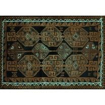 Ahgly Company Indoor Rectangle Persian Turquoise Blue Traditional Area Rugs, 5' x 7'