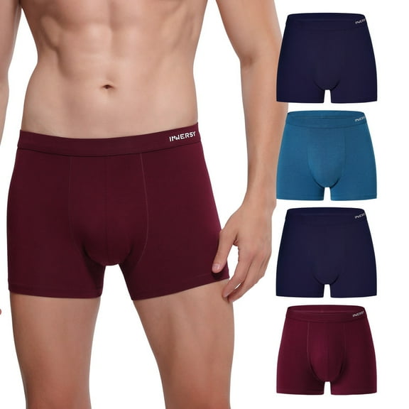 INNERSY Men's Boxer Briefs Soft Comfy Underwear for Men with Pouch 4-Pack(M,Dark Vintage)