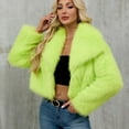thumbnail image 4 of Women's Faux Fur Jacket Short Cropped Fluffy Coat Winter Warm Plush Outerwear Long Sleeve Fashion Party Streetwear, 4 of 6