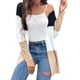 thumbnail image 1 of Mujeres Frente Abierto Outwear Color Block Sin Botones Manga Larga Punto Mujeres Abierto Frente Suéter Outwear para Otoño Invierno Caqui M, 1 of 8