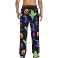 thumbnail image 7 of Men's Pajama Pants with Pockets Sleepwear Lounge Pants Stretch Casual Pumpkin Skull Witch Rainbow Halloween, 7 of 7