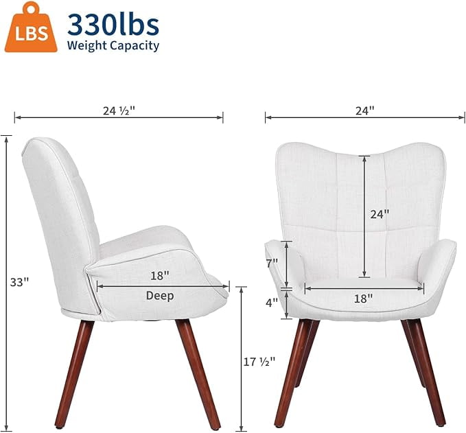Garvee Upholstered Chairs for Dining Table, Mid Century Faux Leathern Kitchen Chairs with Metal Legs, Farmhouse High Back Dinning Chair for Kitchen, Dining Room, Living Room, Restaurant, Café White