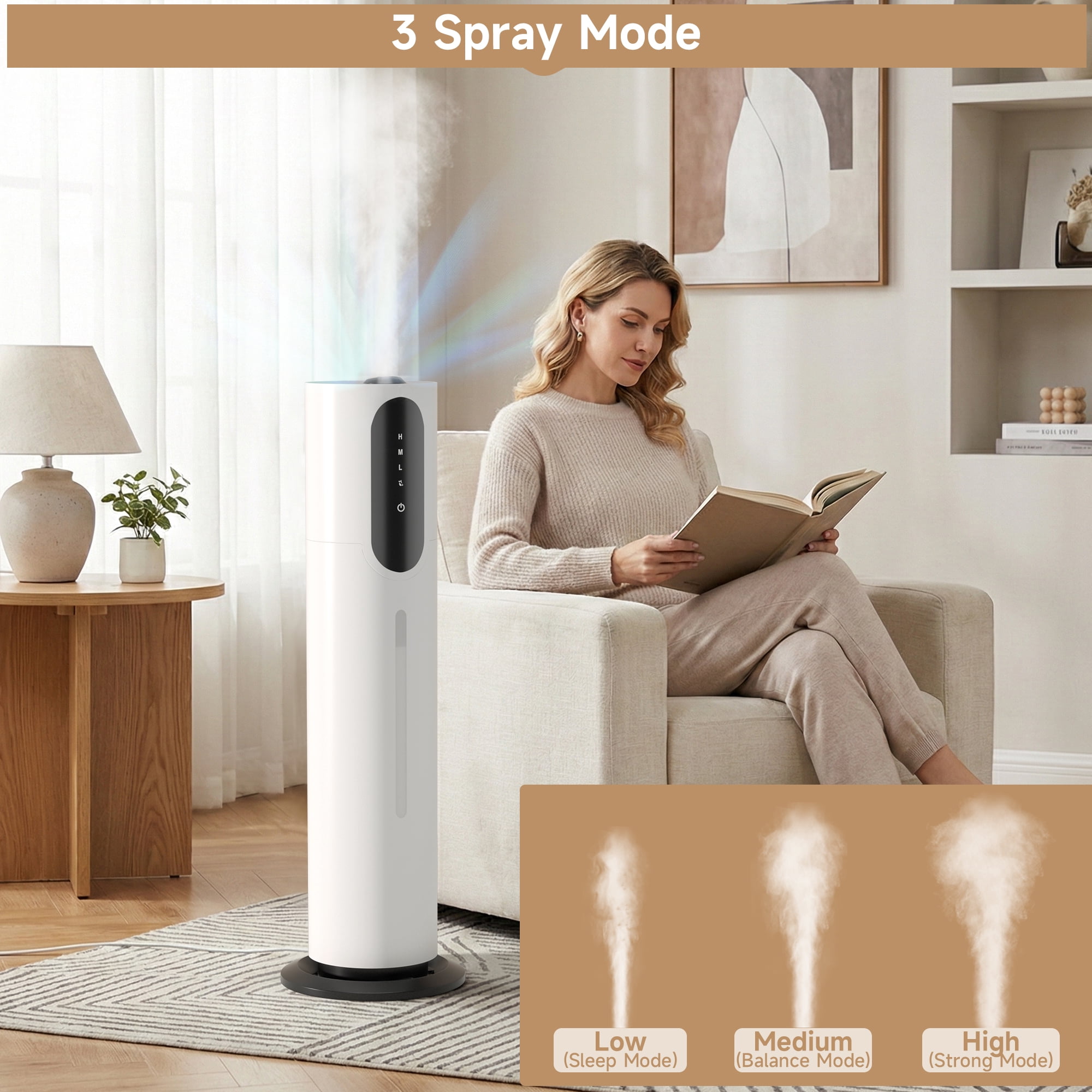 TOPTENG 2gal/7.5L Silent Humidifier for Bedroom Large Room – 3-Speed Ultrasonic Cool Mist, Purification & Filtration, Aroma Diffuser Box, for Indoor Home Use