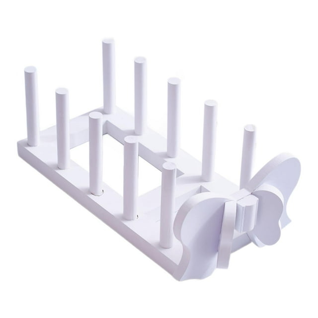 Soporte para platos de madera multicapa para encimeras de restaurantes. Blanco