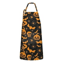 Halloween Spider Bat Apron-Garden Aprons for Women with Pockets-Cotton Linen Waterproof Kitchen Cooking Gardening Aprons Adjustable for Kitchen,Cooking,BBQ and Salon 32"x27"