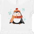 thumbnail image 4 of Inktastic Cute Winter Penguin in Hat and Scarf with Snowflakes Girls Toddler Dress, 4 of 5