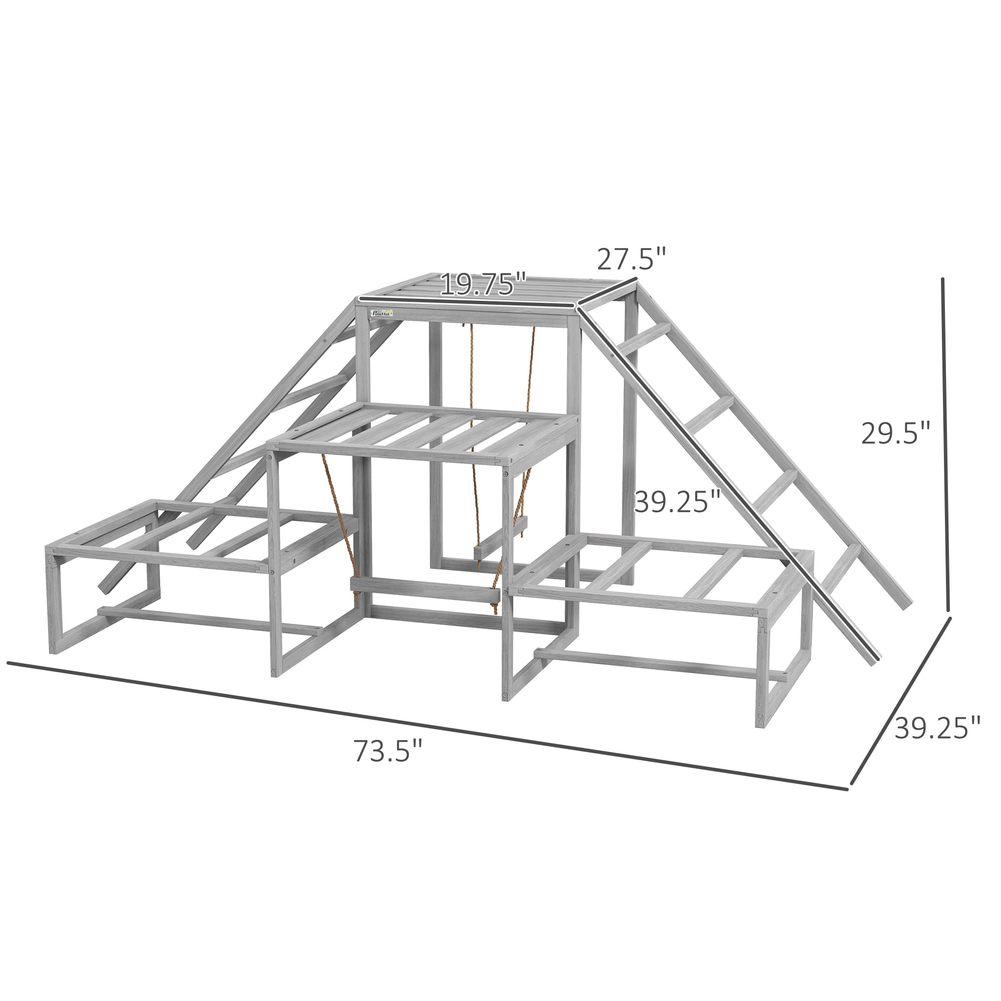 ZephyPaws Wooden Chicken Swing Set with Multi-Level Ladder, Swings, and Platforms for Chicken,Duck,Brown