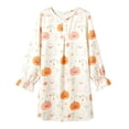 thumbnail image 4 of Pajamas for Girls Loose Halloween Pumpkin Print Ruffle Long Sleeve Crew Neck Nightgown Pjs for Girls Size 3-4 Years, 4 of 5