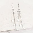 thumbnail image 4 of HEVIRGO Woman Glittering Star Mid-length Tassel Hook Earrings Jewelry Accessories Gift Copper White, 4 of 8