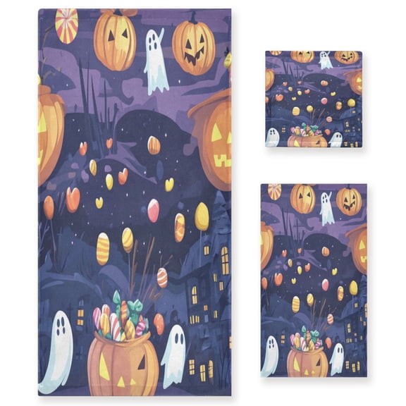 3 Piece Bath Towels Set Bath Towel, Hand Towel and Face Towel for Bathroom, Gym, Hotel Halloween Theme