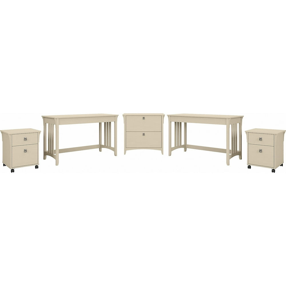 Bush Furniture Salinas 2Person Writing Desk Set with File