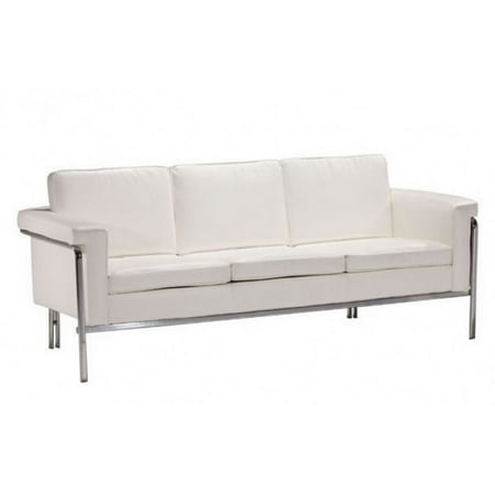 Brika Home Modern Faux Leather Sofa In White Brika Home Modern Faux Leather Sofa In White
