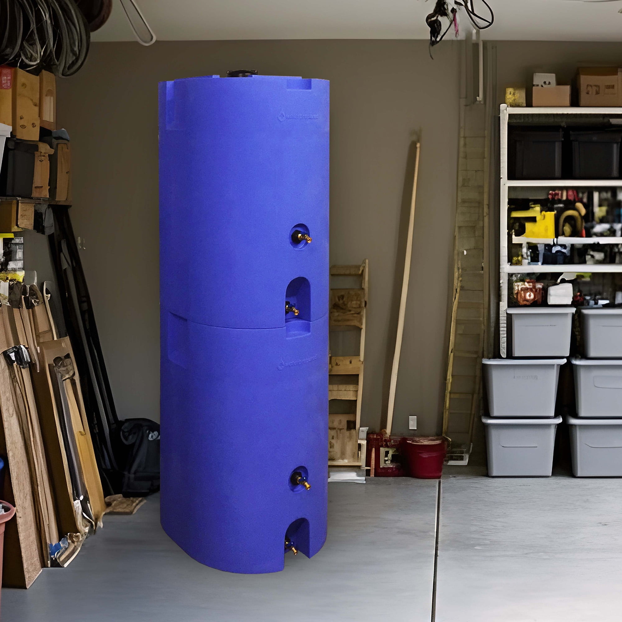WaterPrepared 160 Gal Stackable Design Utility Water Tank with Cap (2 Pack)
