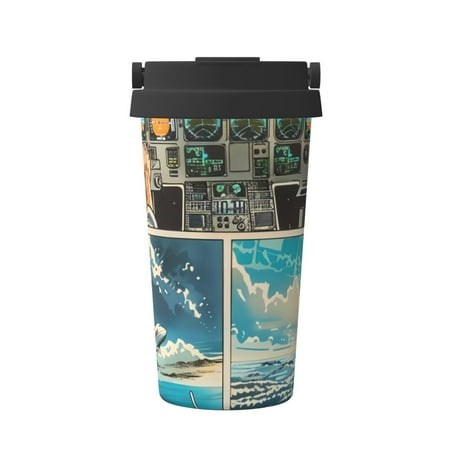

KLL Comic Airplane Cockpit Illustration Pattern Stainless Steel Vacuum Insulated Tumbler - Carry Insulated Coffee Mug - Reusable Insulated Cold Brew Iced Coffee Cup Thermos