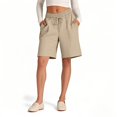 thumbnail image 5 of Womens Athletic Shorts, Audhol Women's Solid Color Comfortable Loose Cotton Shorts Casual Pants Drawstring Sports Pants Sweat Shorts Women Khaki M, 5 of 8