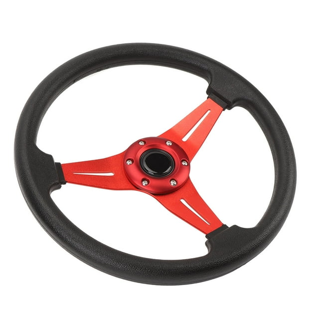 Universal 14in Car Racing PU Leather Steering Wheel for 6 Hole Hub Adapter