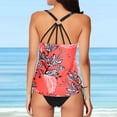 thumbnail image 4 of Haut de Tankini Conservateur pour Femme Col Rond Bretelles Ajustables Coussinets Amovibles Coupe Ample Haut de Maillot de Bain Été Plage Piscine Rouge, 4 of 5