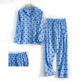 thumbnail image 2 of VISALY Women Flannel Pajamas Set Warm Loungewear Cotton Button Down Pajamas Long Sleeve Tops with Wide Leg Pants Soft Sleepwear Winter Pajamas Leisure Suit Dark Blue 3Xl, 2 of 9