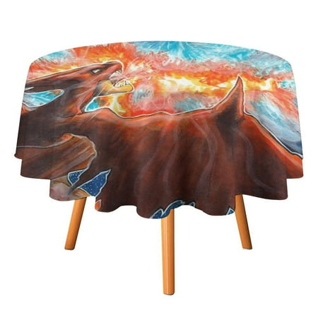 

Charmander Mega X Y Anime Go Table Cloth Round Tablecloth Polyester Table Circular Table Cover Washable Wrinkle Stain-Resistant Cloth Holiday Decorations For Party Kitchen Dinning Outdoor Indoor