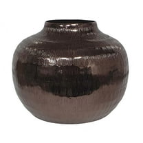 A&B Home Round Aluminum Vase with Textured Bronze Finish - D7.5x6"
