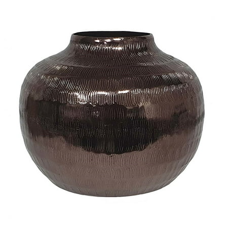 A&B Home Round Aluminum Vase with Textured Bronze Finish - D7.5x6"