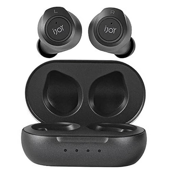 Premium Gravity TWS Earbuds by iJoy - Wireless Bluetooth 5.0 Compatible in-Ear Headset with Built-in Mic & Portable Recharging Case - IPX4 Waterproof & Sweatproof Design for Sports- Long Bat