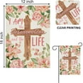 thumbnail image 2 of I Am The Resurrection and The Life Easter Decorative Garden Flag, Religious Cross Pink Rose Flower Yard Outside Decorations, Floral Spring Burlap Outdoor Small Home Decor Double Sided 12.5x18, 2 of 6