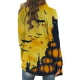 thumbnail image 3 of Uaswgudfs ​Women's Cardigan Autumn Themed Trench Coat - Black Cat Bats Pumpkin Print Open Front Relaxed Fit Seasonal Celebration​, 3 of 6