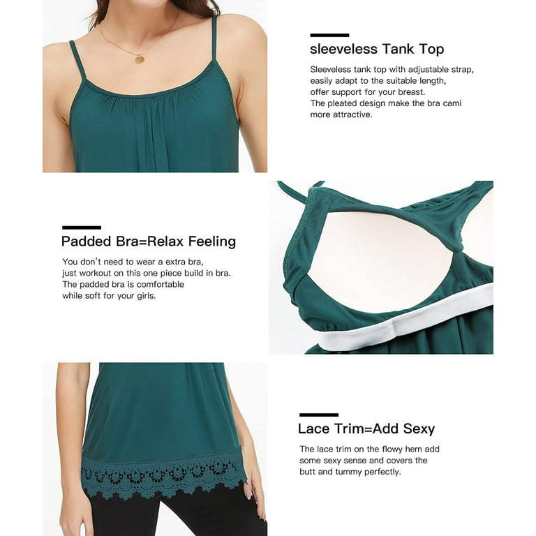 Vaslanda Camisoles for Women with Built in Bra Adjustable Strap Tank Tops  Cami Sleeveless Summer Tops