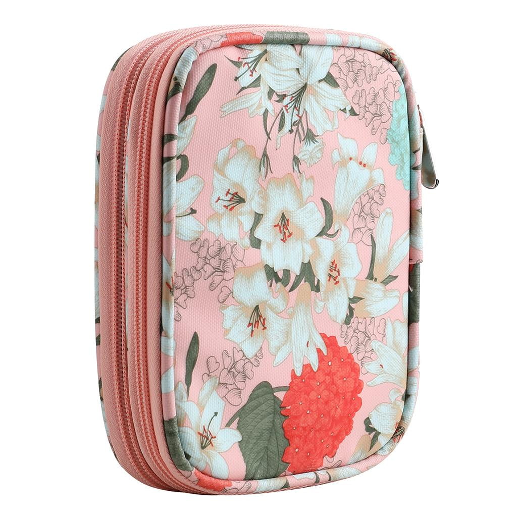 Yunhgft Knitting Crochet Hook Needles Case Empty Zipper Bag Organizer Pink